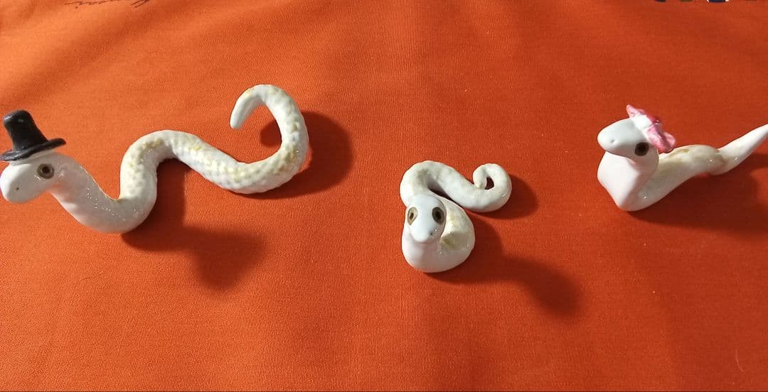 干支動物置物　丑午巳10体セット手作りの陶器製