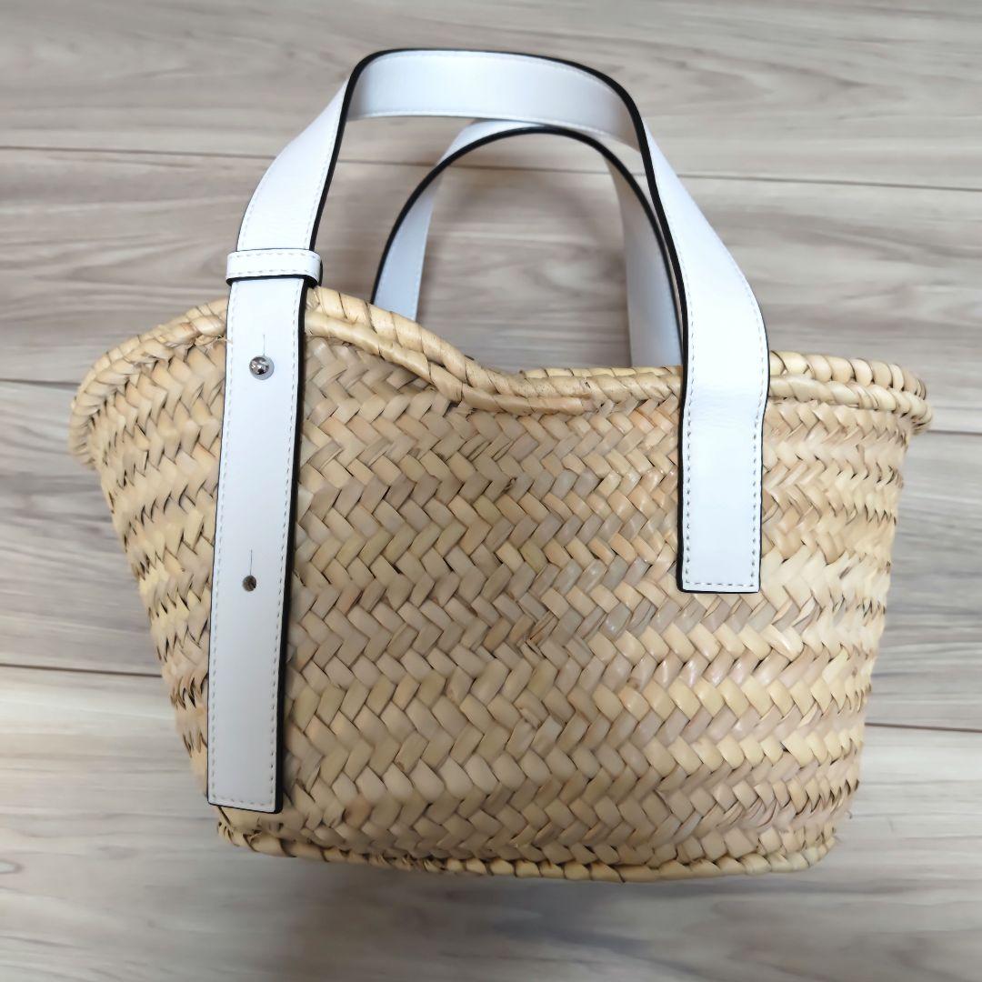 LOEWE かごバッグ ナチュラル/ホワイト 保存袋付き