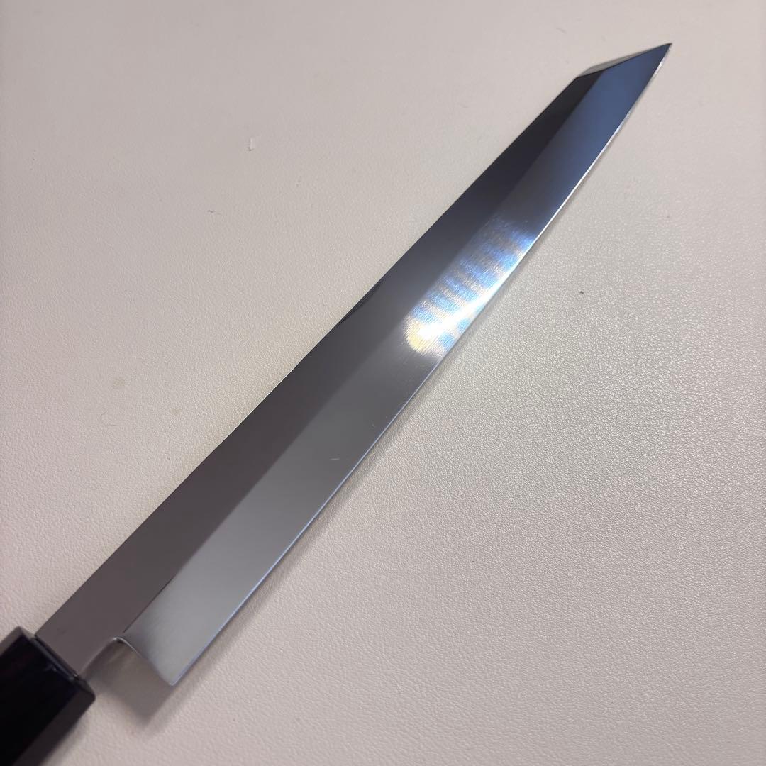 【特価限定】270mm 切付柳刃包丁 鏡面　黒檀八角柄 刺身包丁 「全鋼」'ᙀ