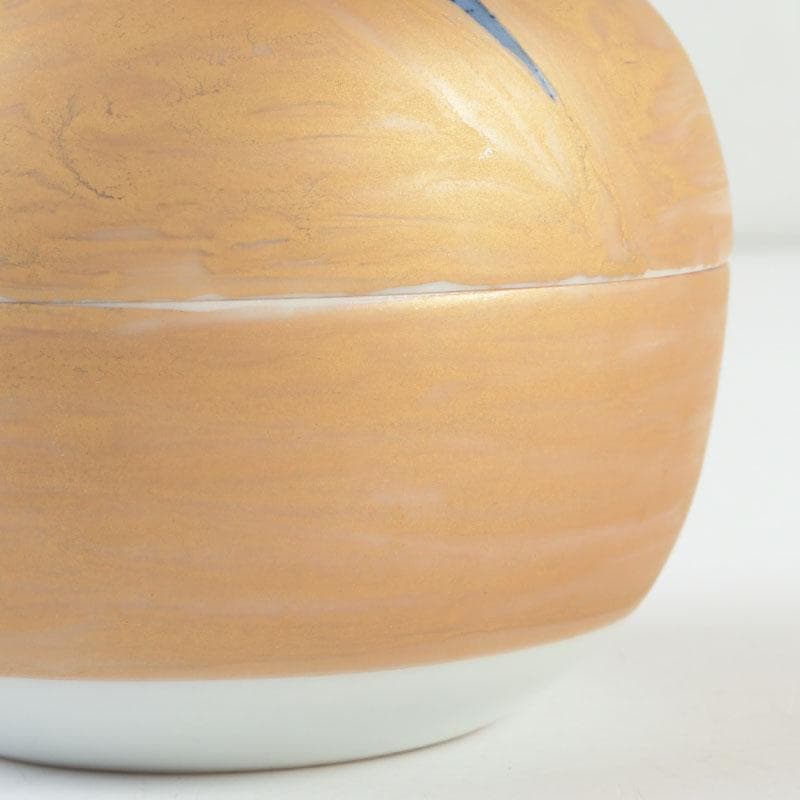 茶道具　染付金彩　りんどう図　御薄器　在銘　共箱　V　9482