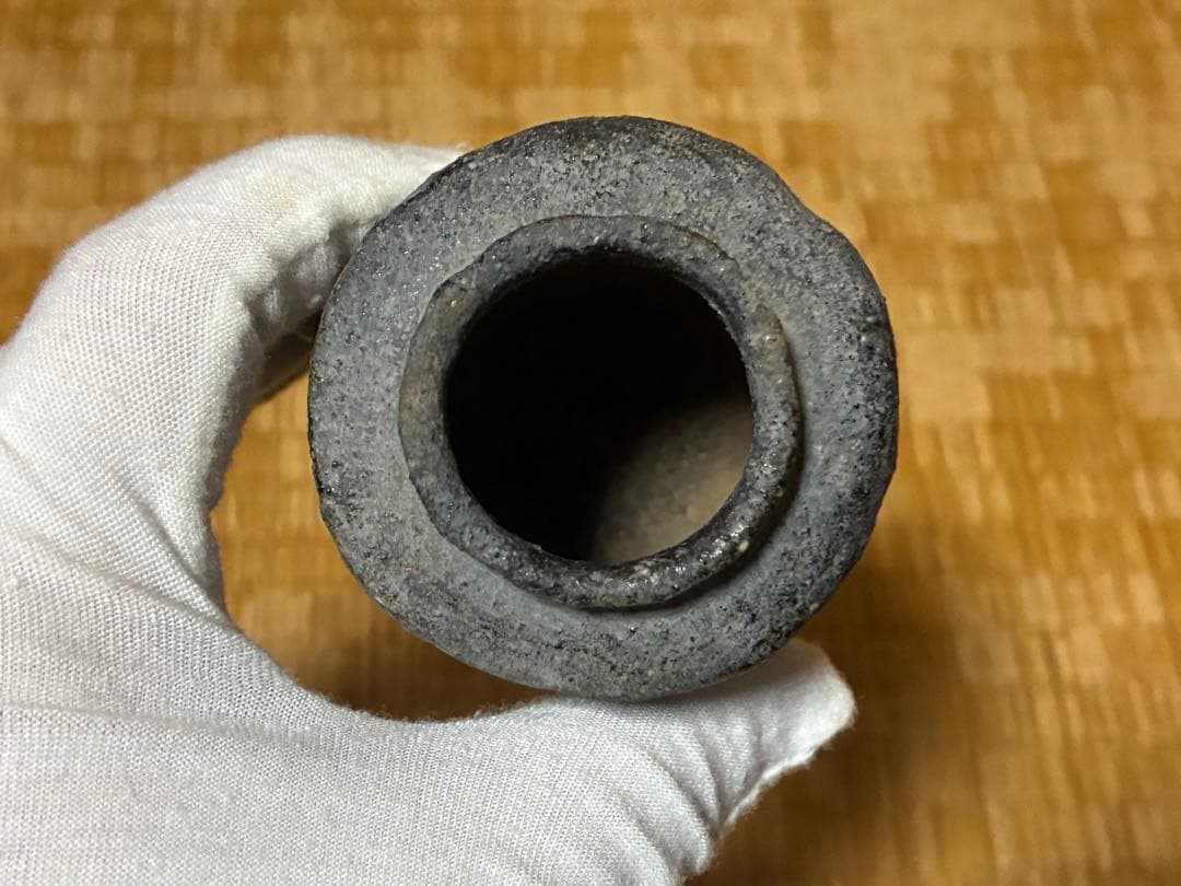 古陶器 円筒形 茶入 木箱入 煎茶道具