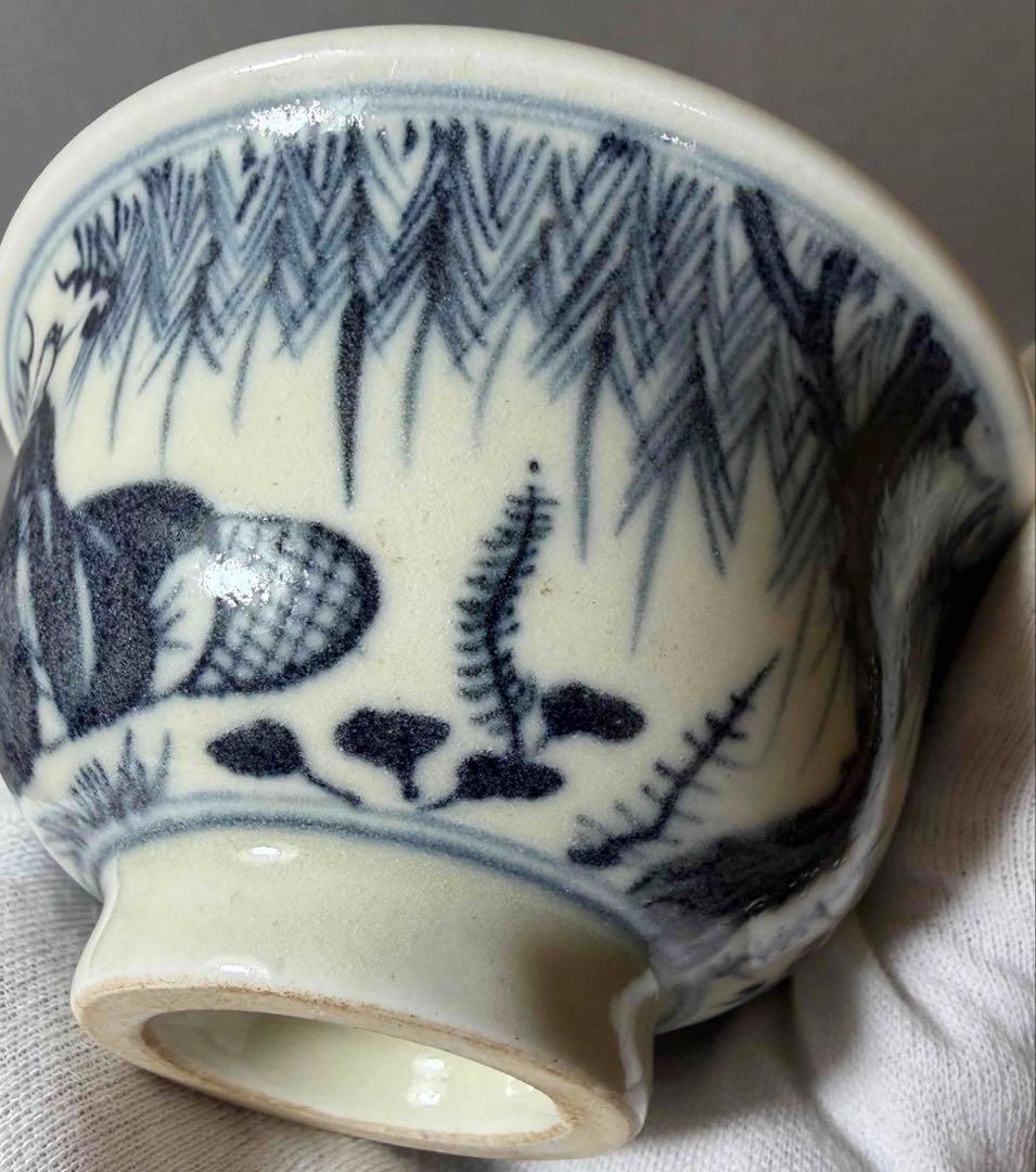 中国 染付人物碗　f2260127