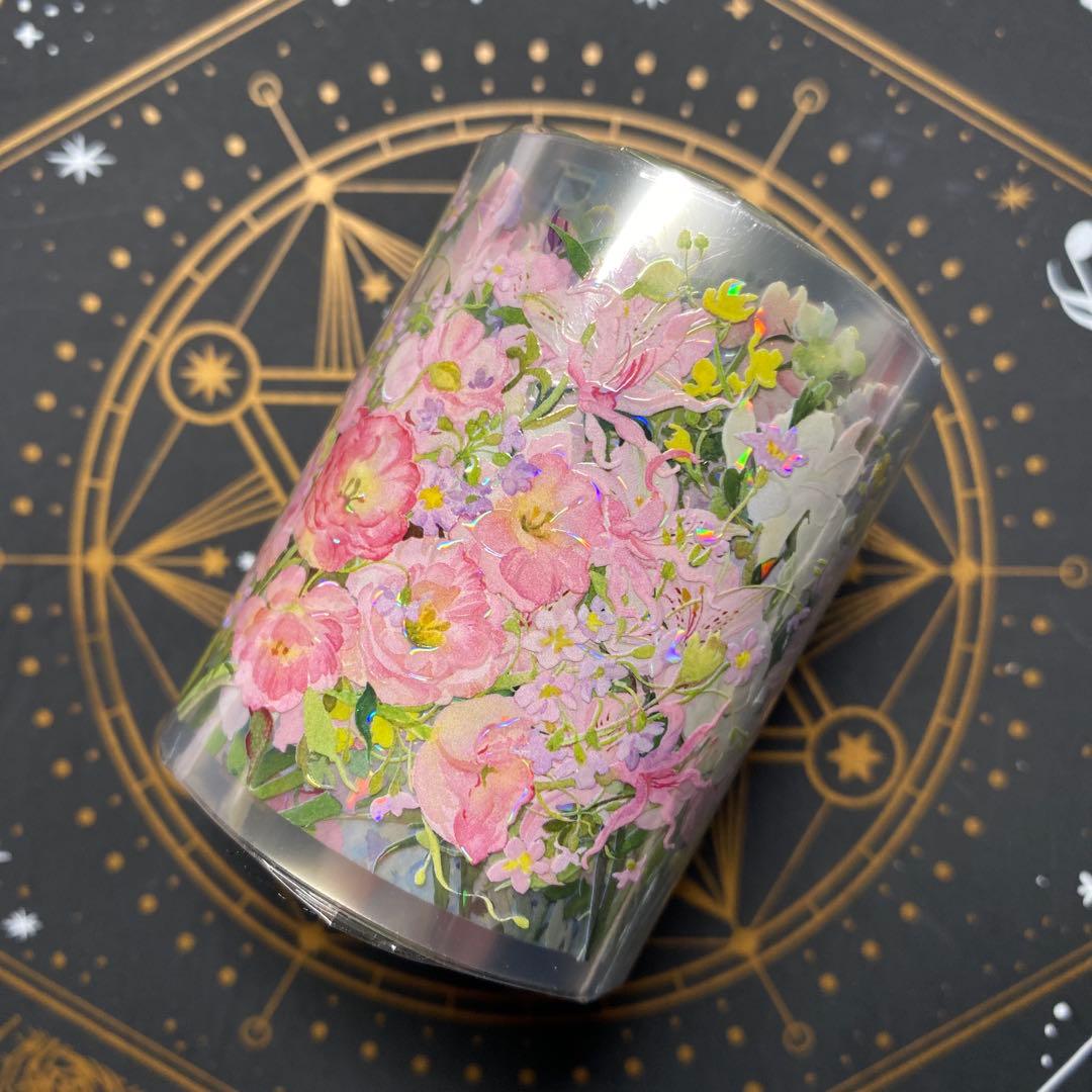 【9399】海外　マステ　2m/4m/10m巻　貝殻光マスキングテープ　お花系