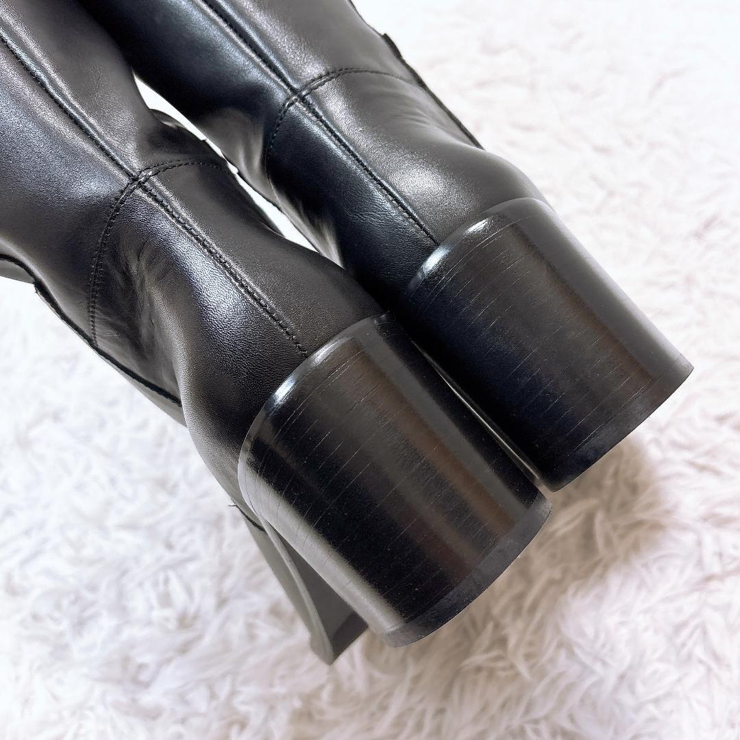 ほぼ未使用【極美品】ファビオルスコーニ ロングブーツ 本革 セミルーズ 黒 36