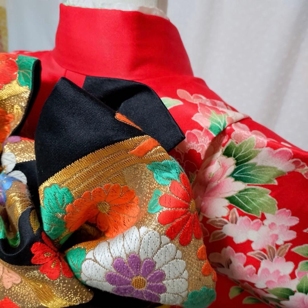 七五三　7歳　正絹着物　袋帯、長襦袢、小物セット