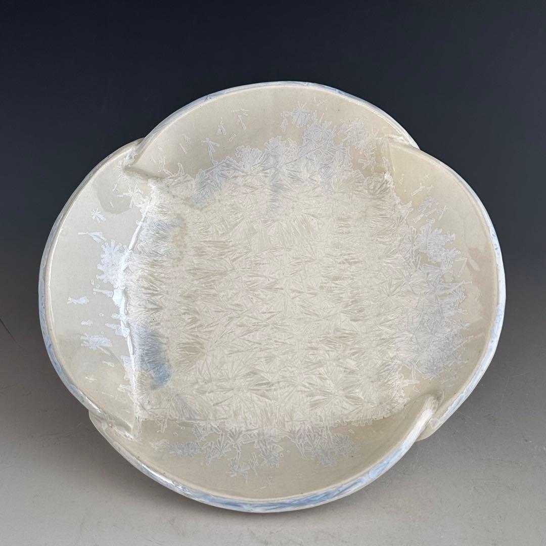 茶道具　雪結晶釉　菓子器　大雪窯　坂東豊光　共箱　菓子鉢　陶芸　皿