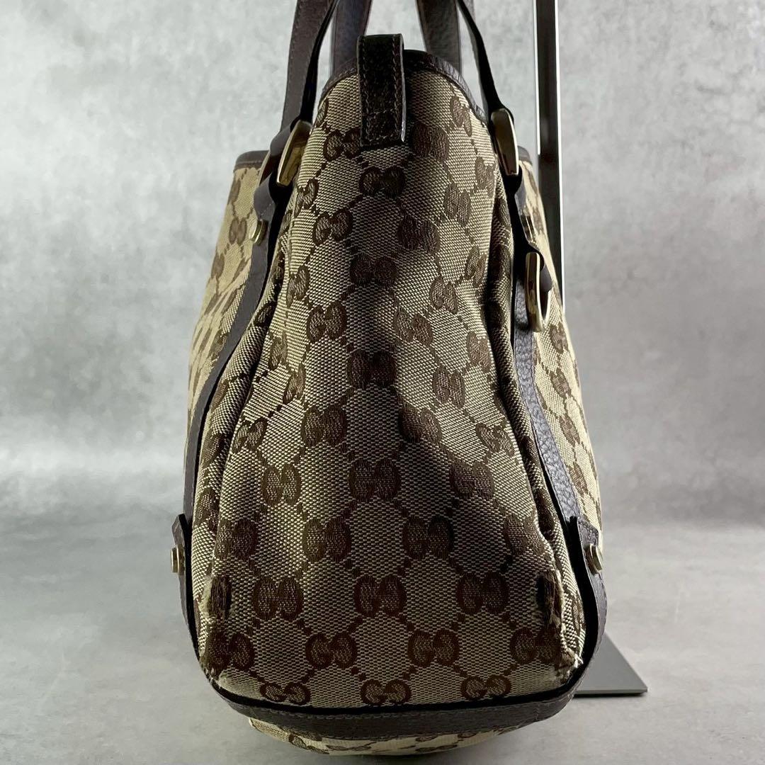 美品 グッチ GGキャンバス ショルダー トート ブラウン 肩掛け A4収納可