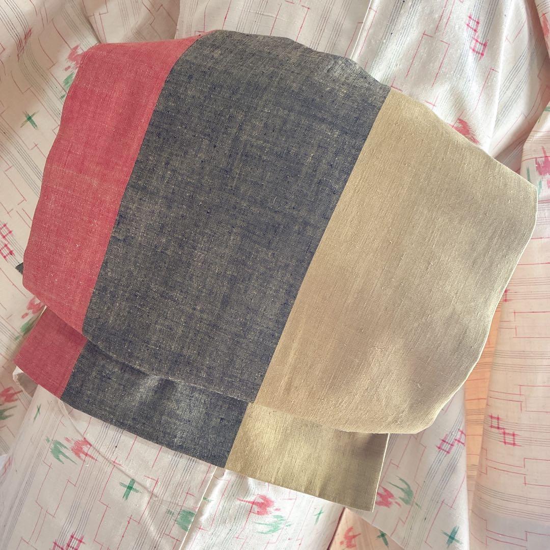 小紋　フルセット　着物　紬　トールサイズ　正絹　琉球絣柄　ナチュラル　J2 2月