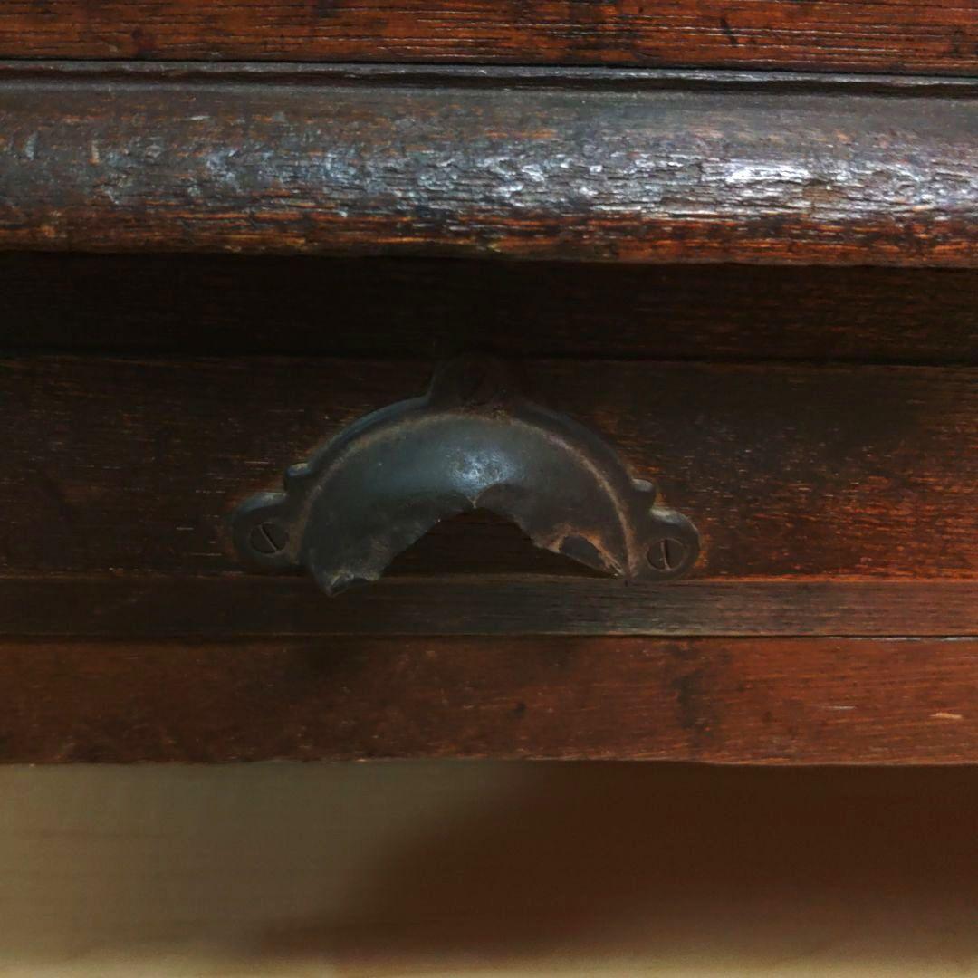 戦前 ? 文机 薬屋 帳場机 胃痛散 日ノ丸 商標 木製 看板 アンティーク