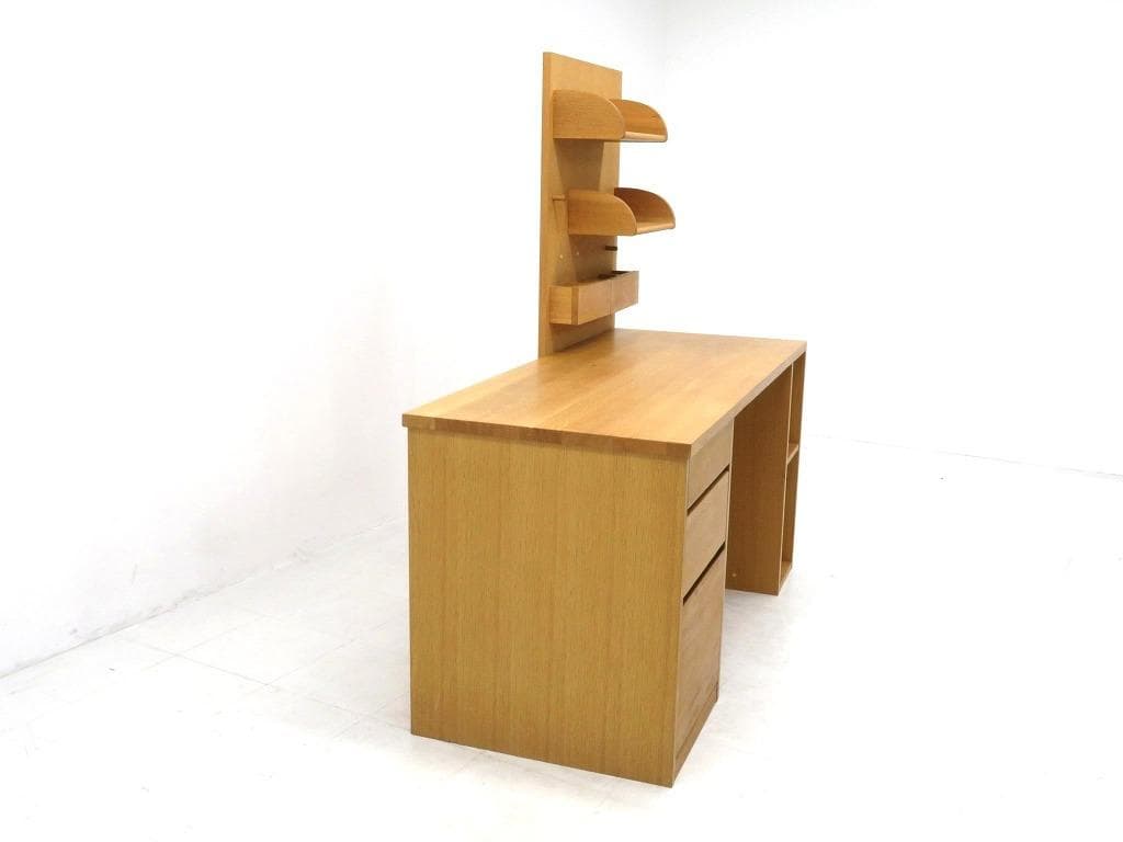 展示品　飛騨産業　キツツキ　オーク材　無垢材　デスク　書斎机　勉強机　収納付き