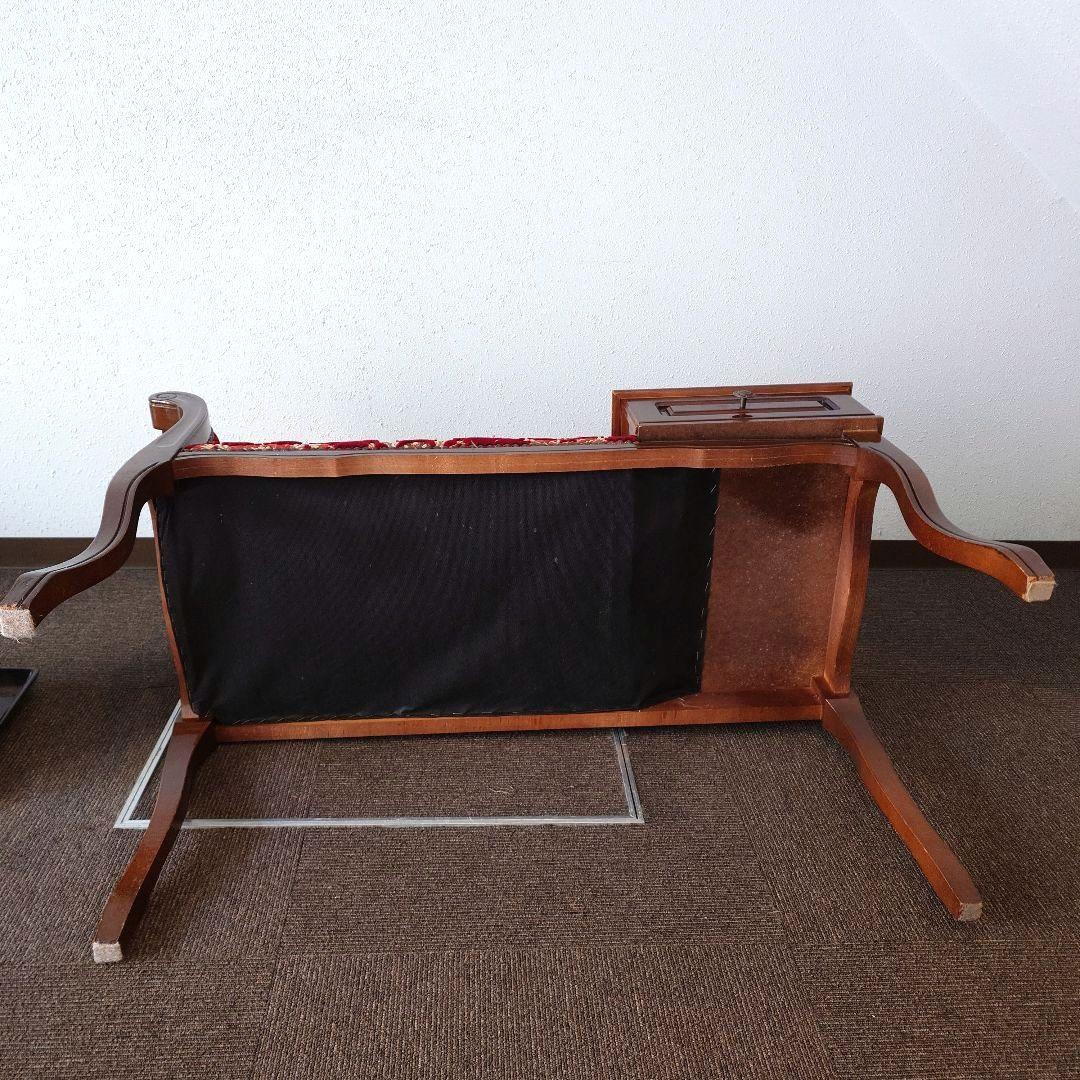 イタリア製　金華山織り　Rosso　テレフォンベンチ　猫脚　クラシックスタイル