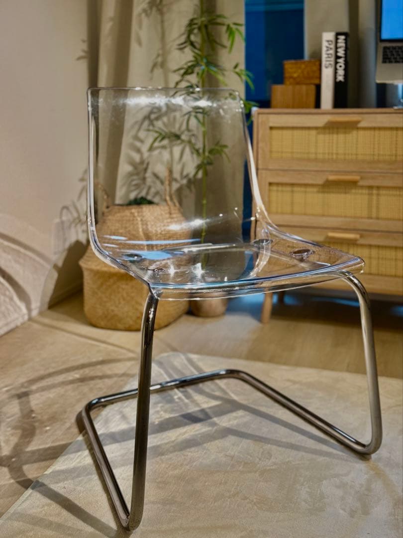 【東京/引き取り】トビアスTOBIAS 透明/クロスメッキ チェア