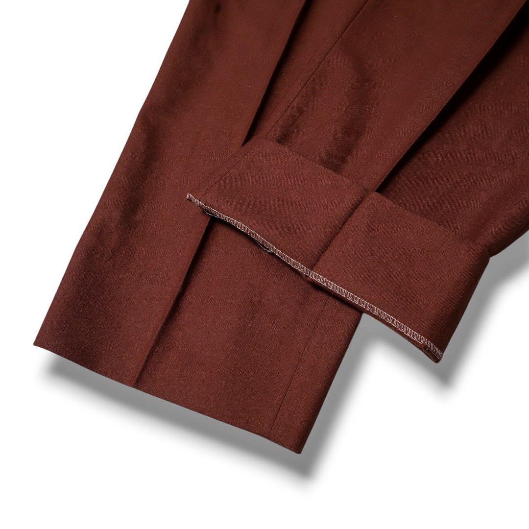 ヴィンテージ ダークブラウン カラー ダブル ウール セットアップ スーツ 茶