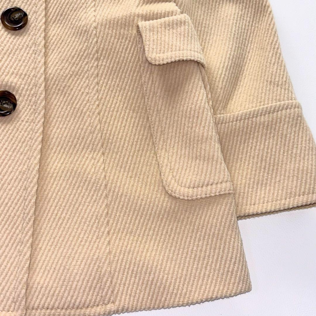 バーバリーブルーレーベル ノバチェック ウールコート アンゴラ混 リアルファー