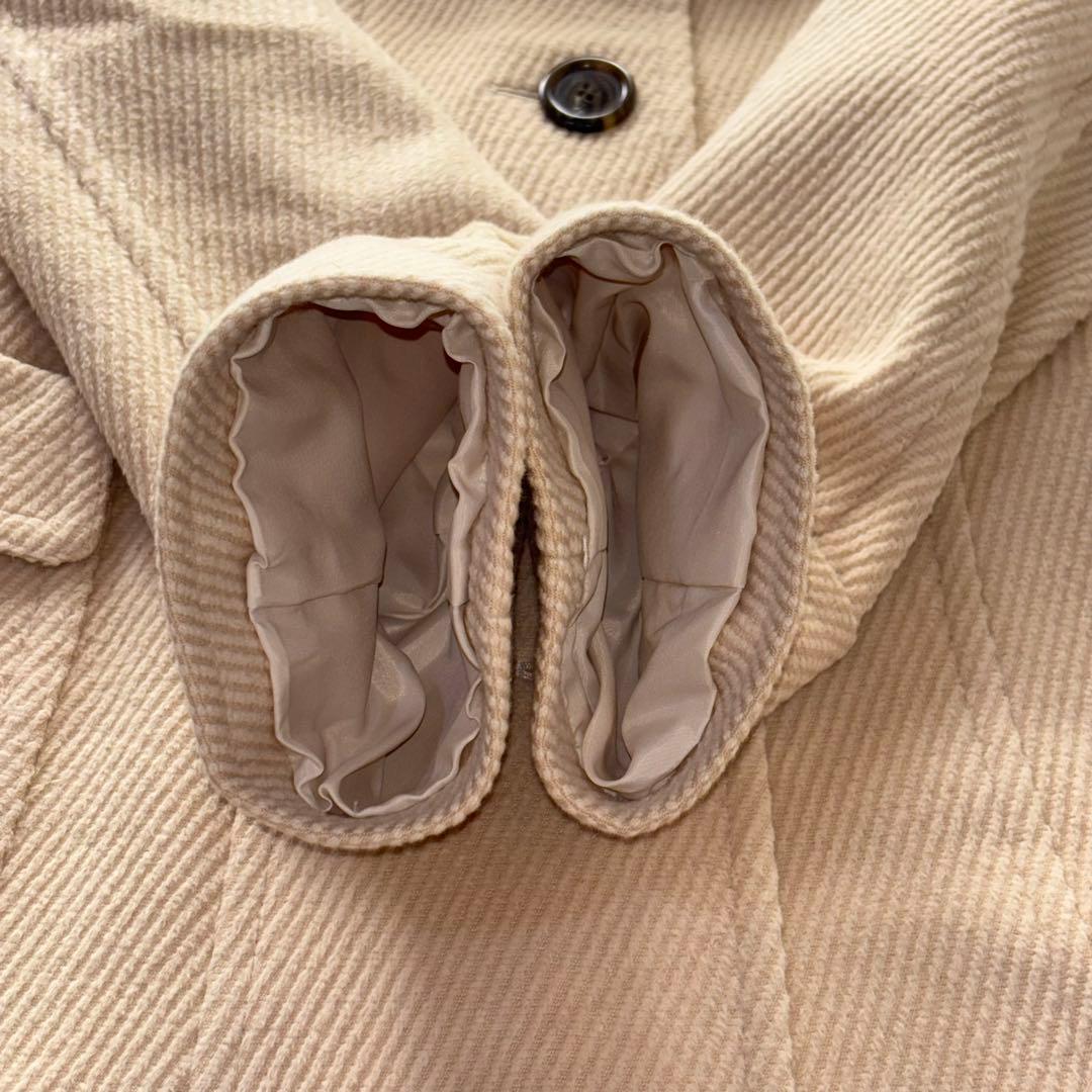 バーバリーブルーレーベル ノバチェック ウールコート アンゴラ混 リアルファー