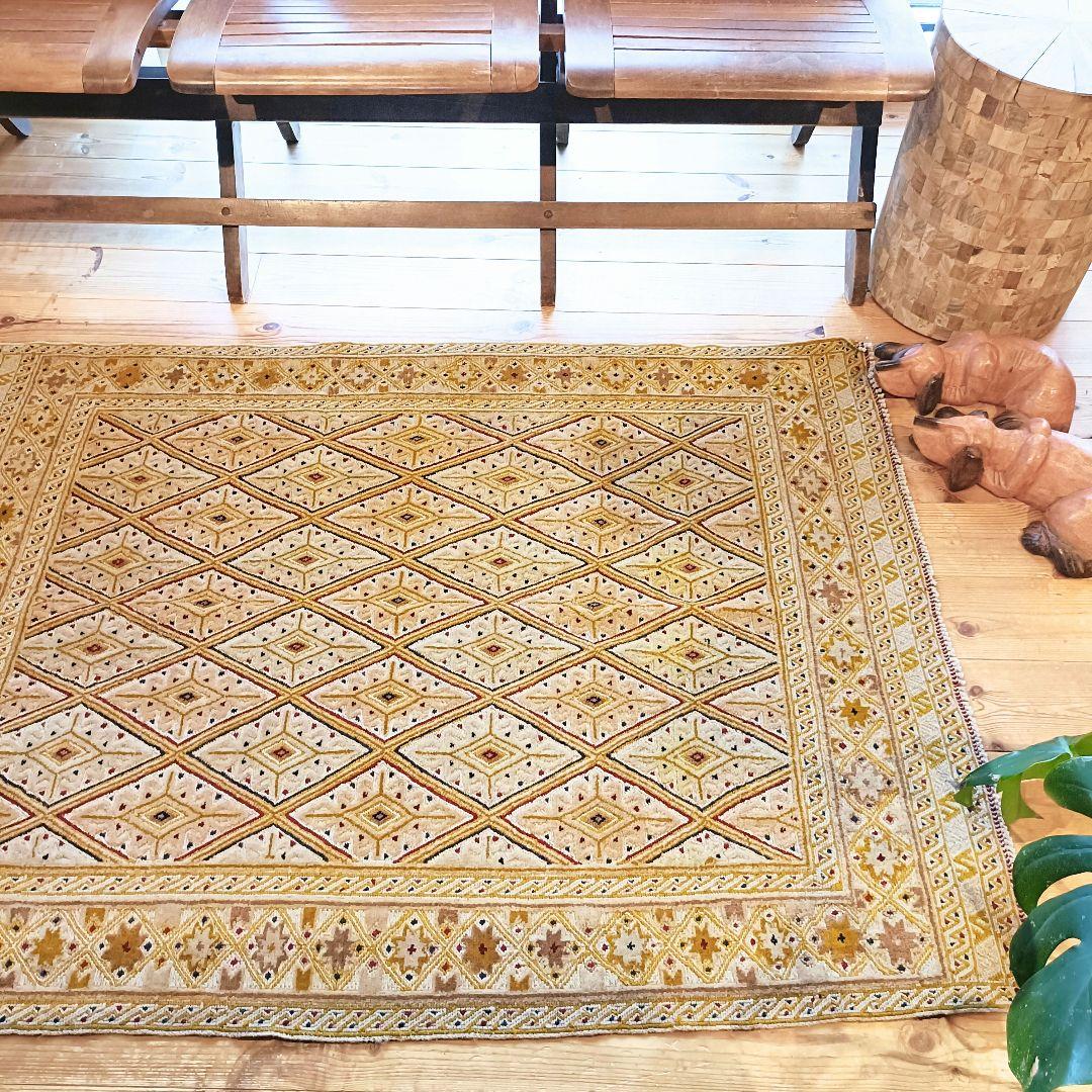 【値下げご依頼】90s マシュワニ　トライバルラグ　アフガン　ヴィンテージラグ