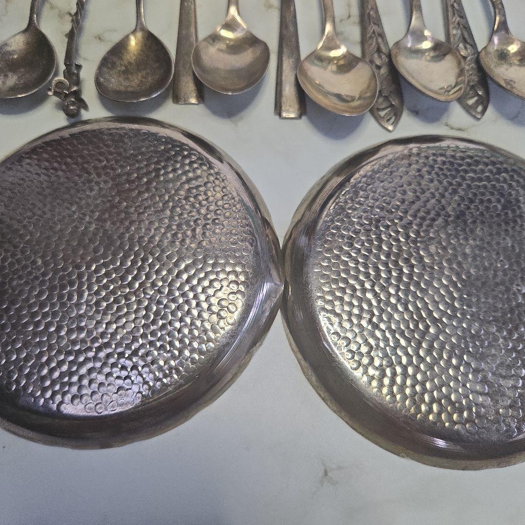 スプーン8本と皿2枚のセット950silver