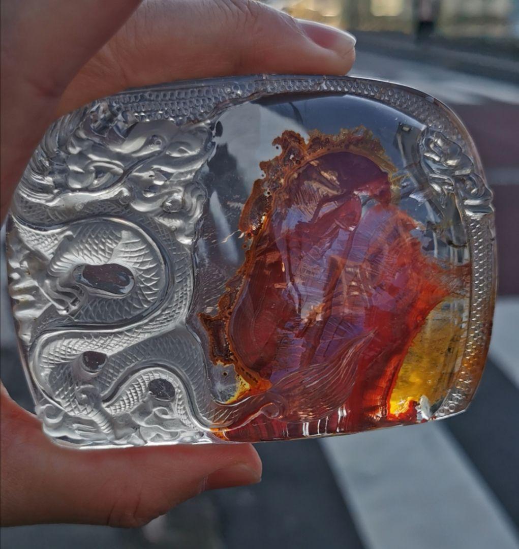 ライモナイトインクォーツ置物(龍彫刻)　お買い得最終価格