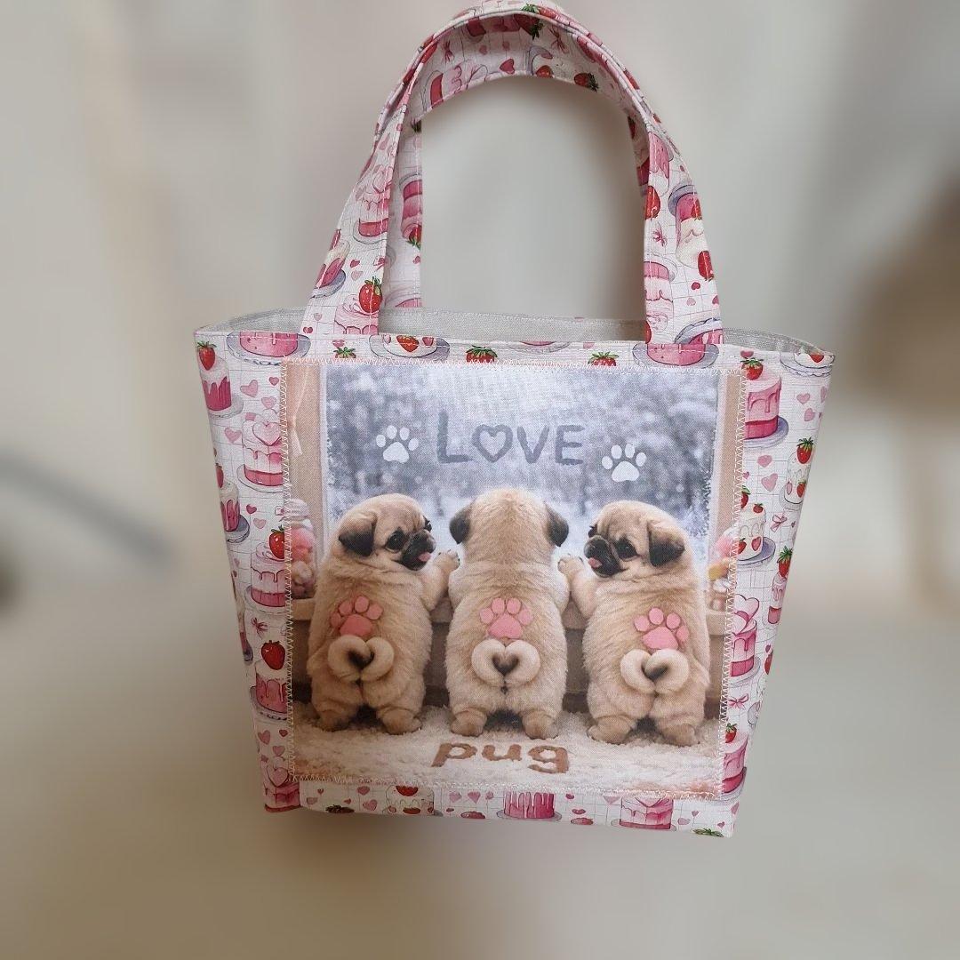 激レアねこパネル生地　ハンドメイド　ミニバック　布バスケット