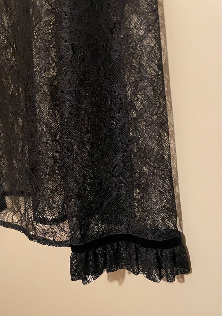 LOULOU WILLOUGHBY レースベロアリボンブラウス ブラック M