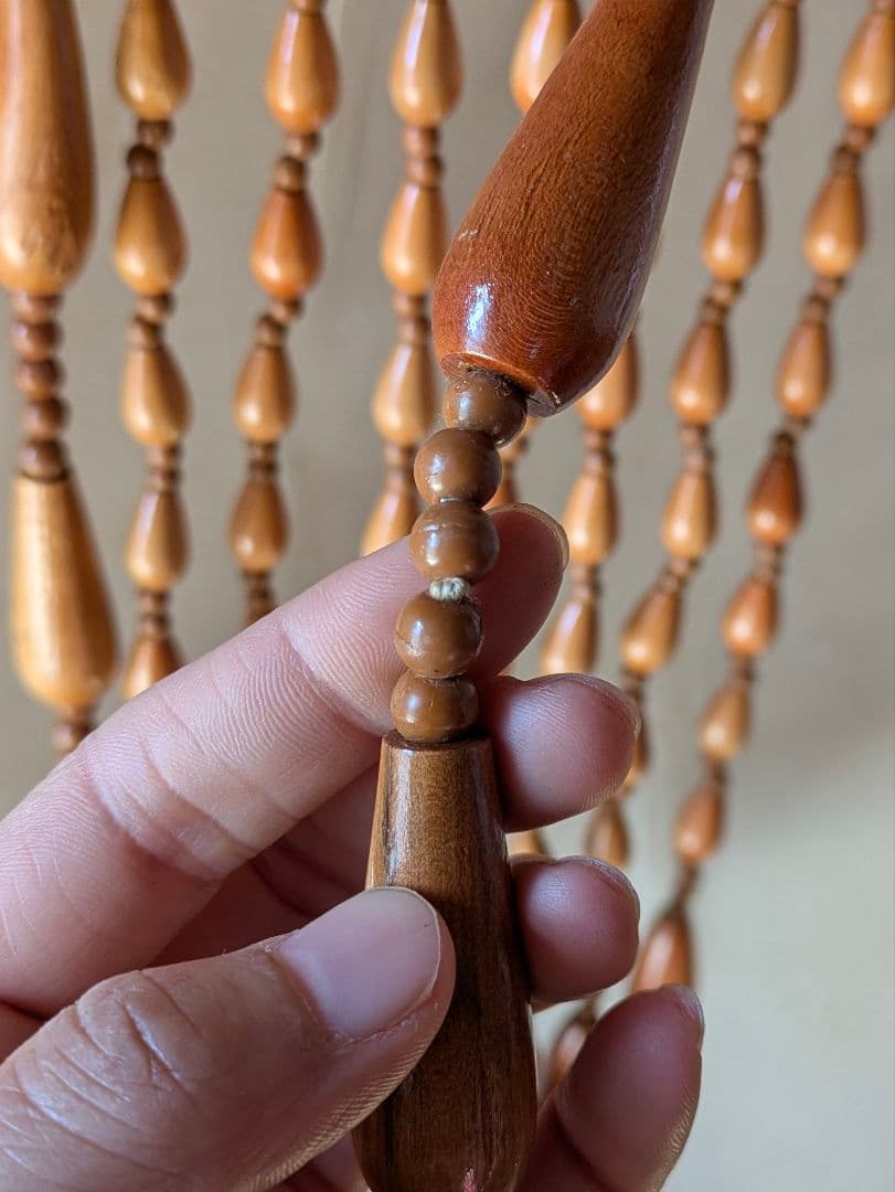木製 珠のれん　すだれ ロング　レトロ　アンティーク　暖簾　昭和　珠暖簾