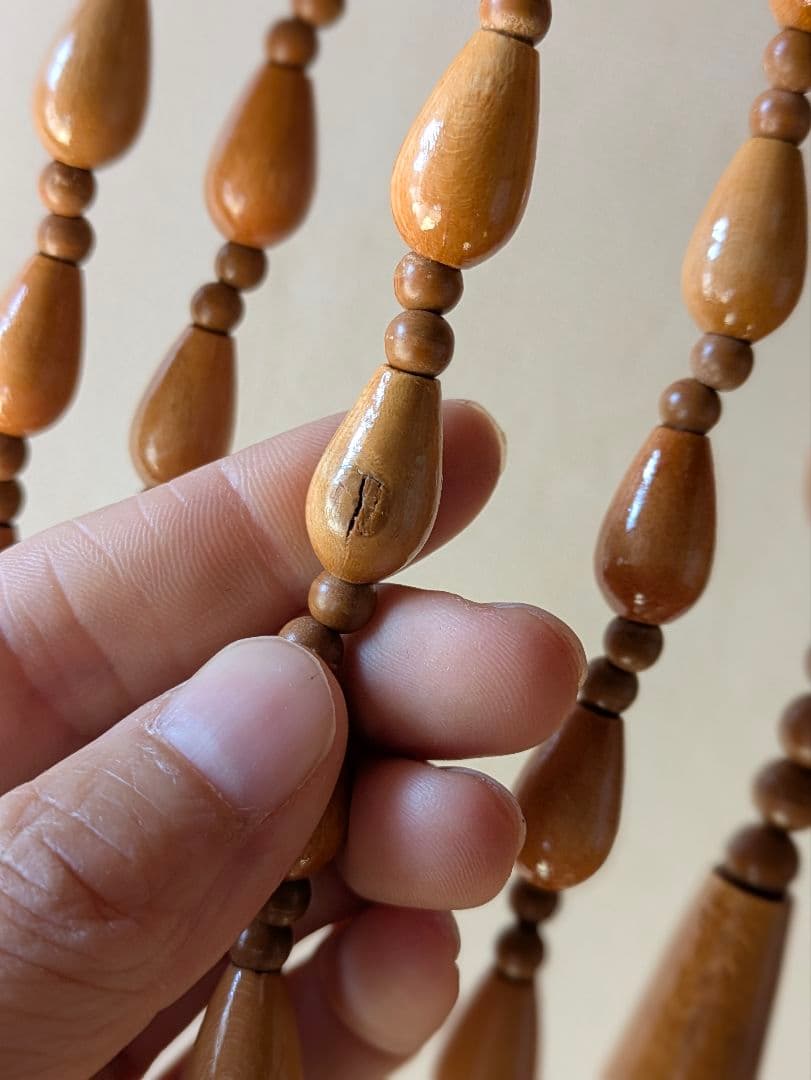 木製 珠のれん　すだれ ロング　レトロ　アンティーク　暖簾　昭和　珠暖簾