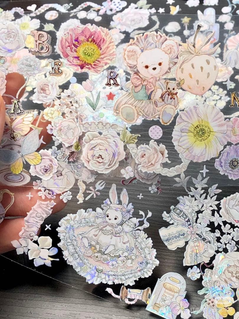 【9462】海外5.5/巻　貝殻光マステ　ぬいぐるみ　花束　小箱　糸巻き　装飾系