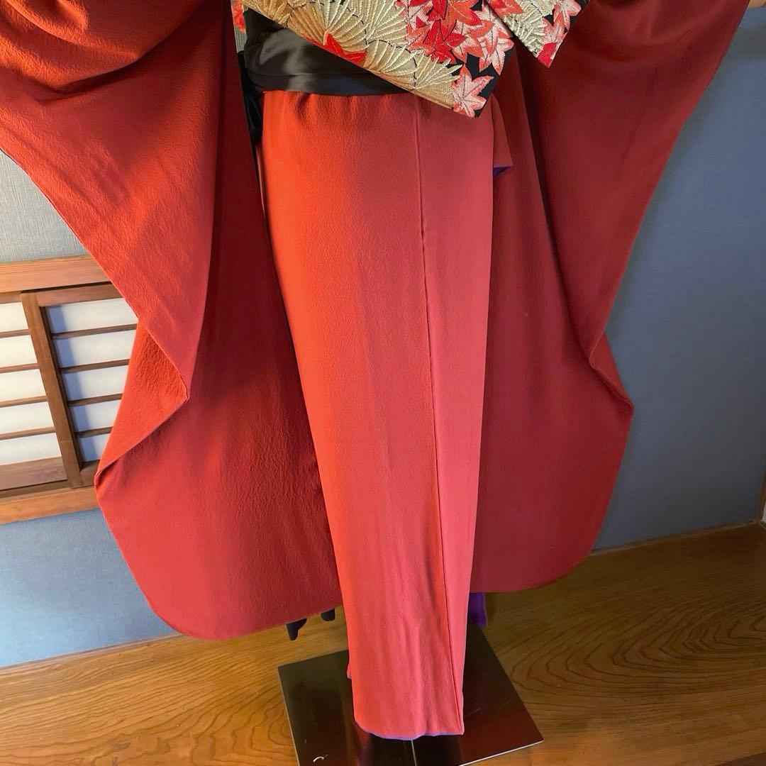 振袖フルセット　ちりめん色無地　成人式振袖　振袖　赤茶　テラコッタ