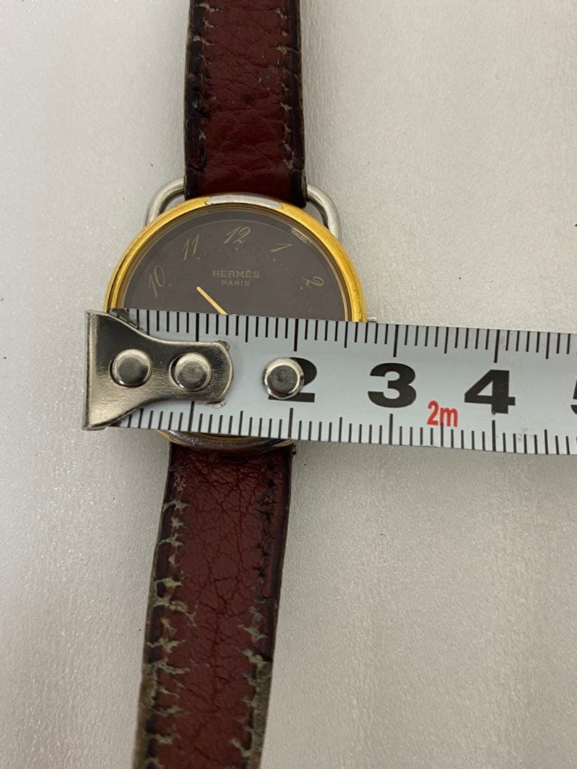 3-1935 エルメス アルソー QZ ボルドー文字盤 レディース腕時計