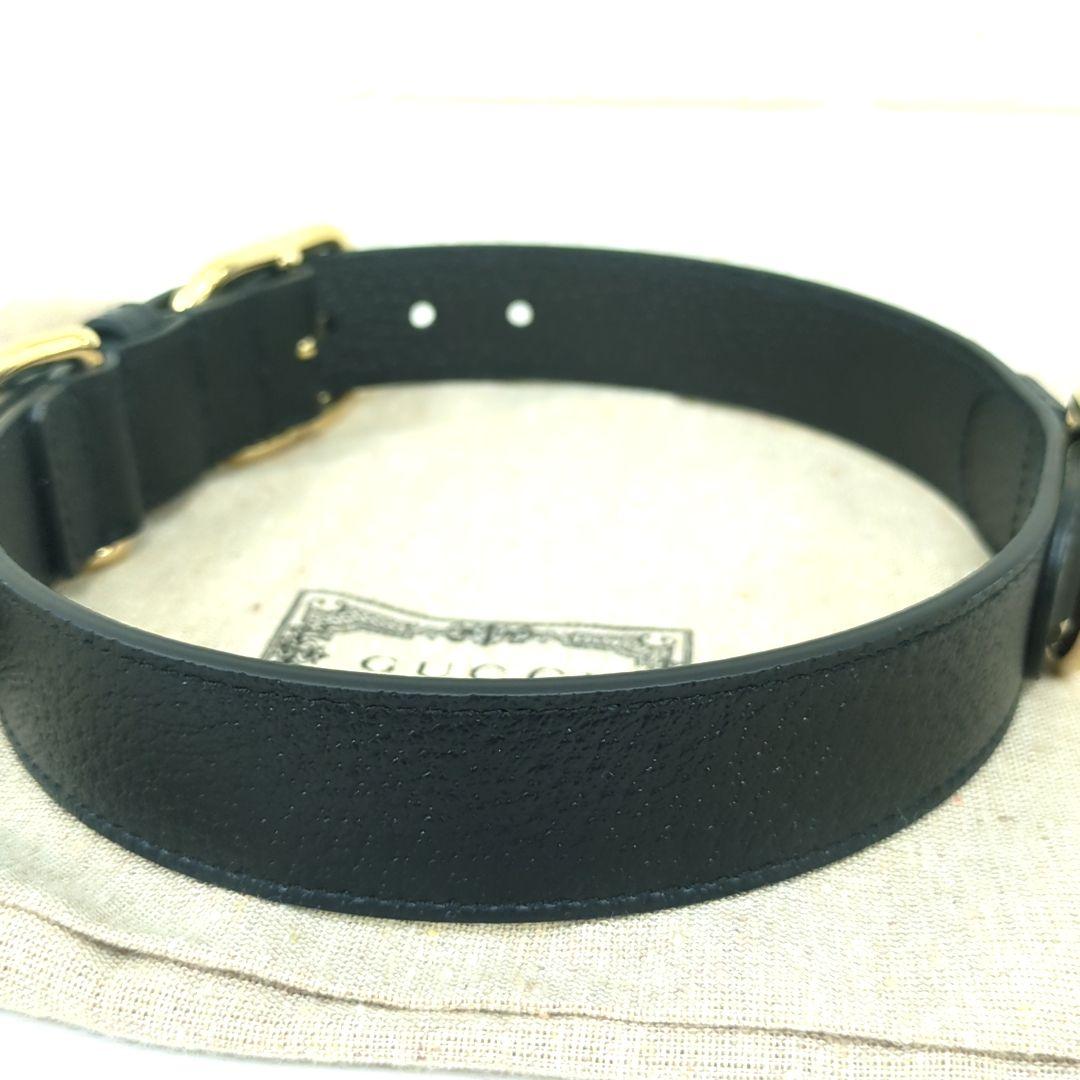 グッチ GUCCI インターロッキングG ラージ 犬用　首輪　レザー　ブラック