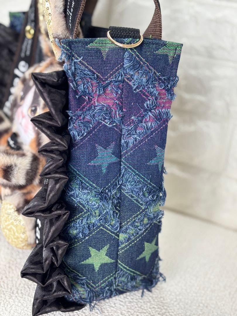 ゆ*ら様 コヤンイサムチョン　ハンドメイド　トートバッグ　デニム　ヒョウ柄ジョー