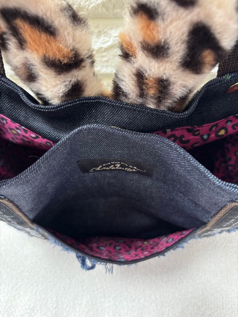 ゆ*ら様 コヤンイサムチョン　ハンドメイド　トートバッグ　デニム　ヒョウ柄ジョー