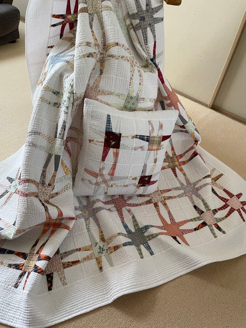 ハンドメイド パッチワーク 大判 /ベッドカバー /マルチカバー/コタツカバー