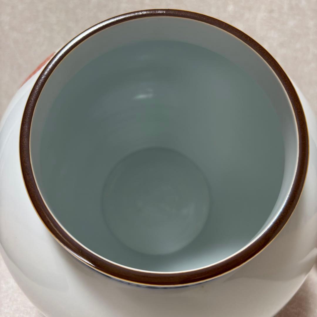 人間国宝 十三代 酒井田柿右衛門 花瓶 染錦 牡丹鳥文 共箱 有田焼