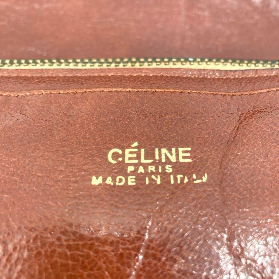 美品✨CELINE セリーヌ ショルダーバッグ 馬車 金具 レザー ブラウン