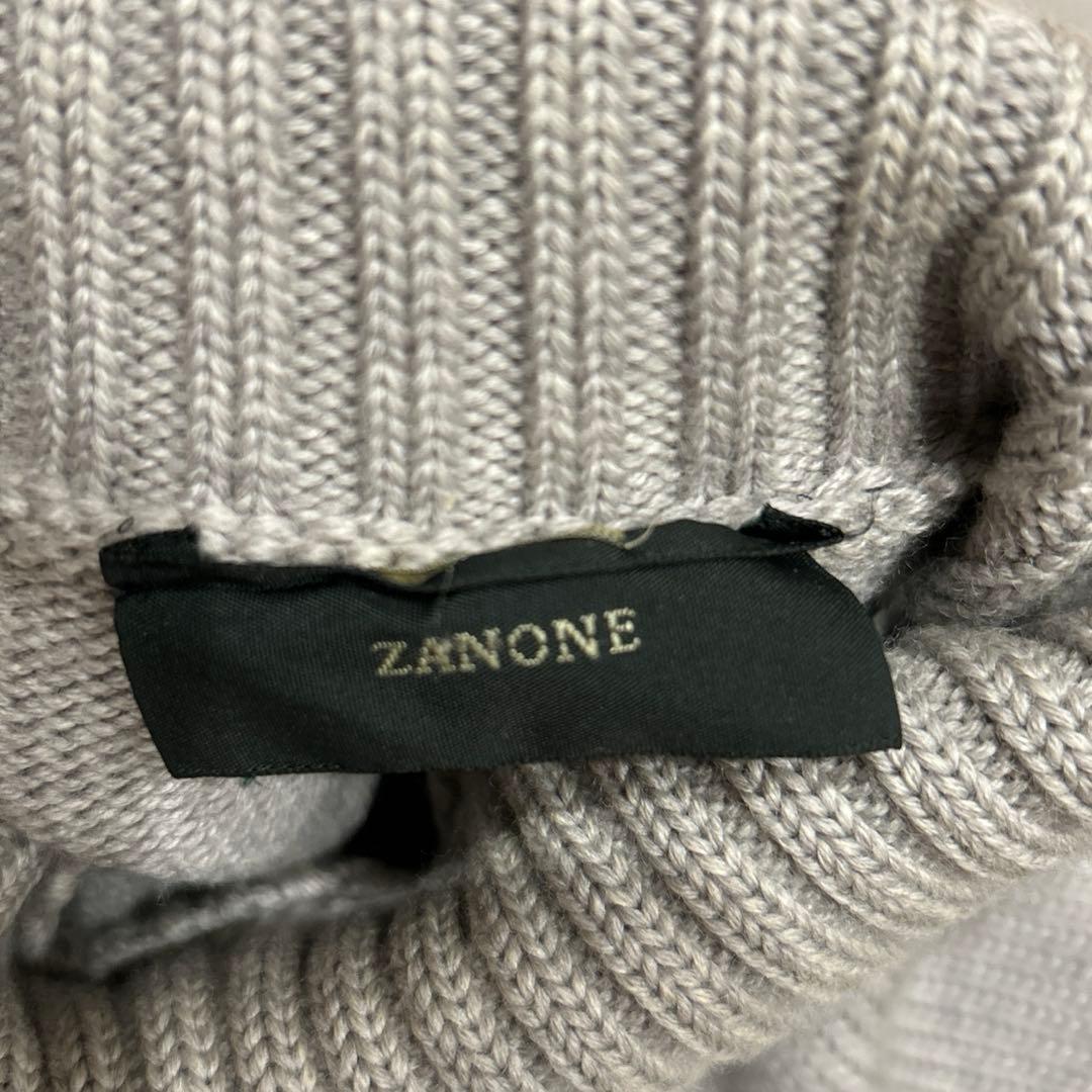 ZANONE タートルネック ニット ライトグレー ミドルゲージ 46