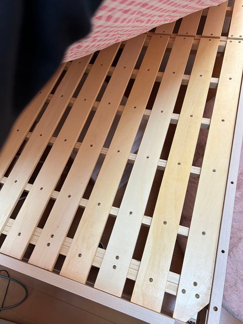 コイズミ　シングルベッド　スノコ 天然ココナッツパームマットレスピンクorブルー