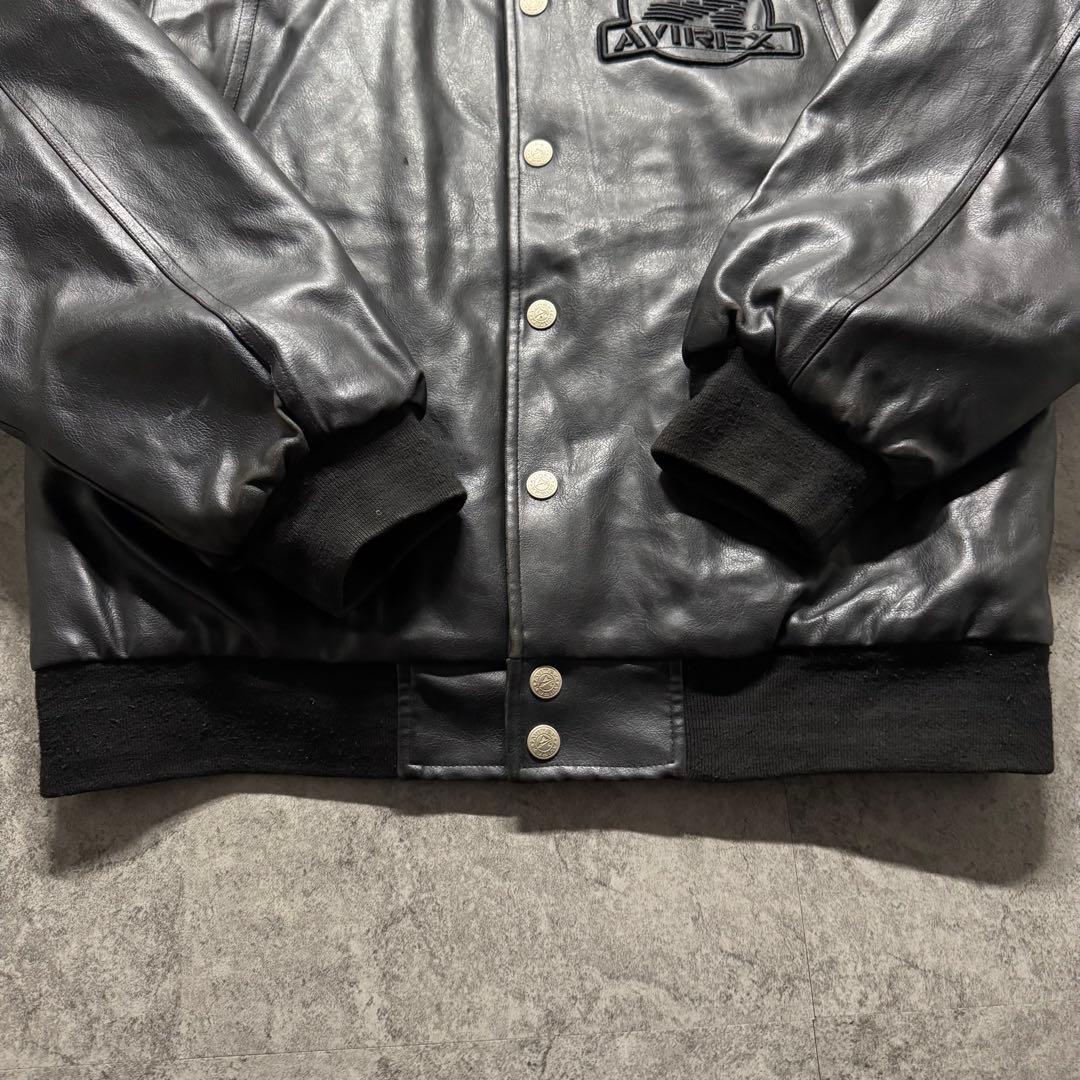 【希少品】AVIREX スタジャン　XL バッグロゴ　PVC レザージャケット