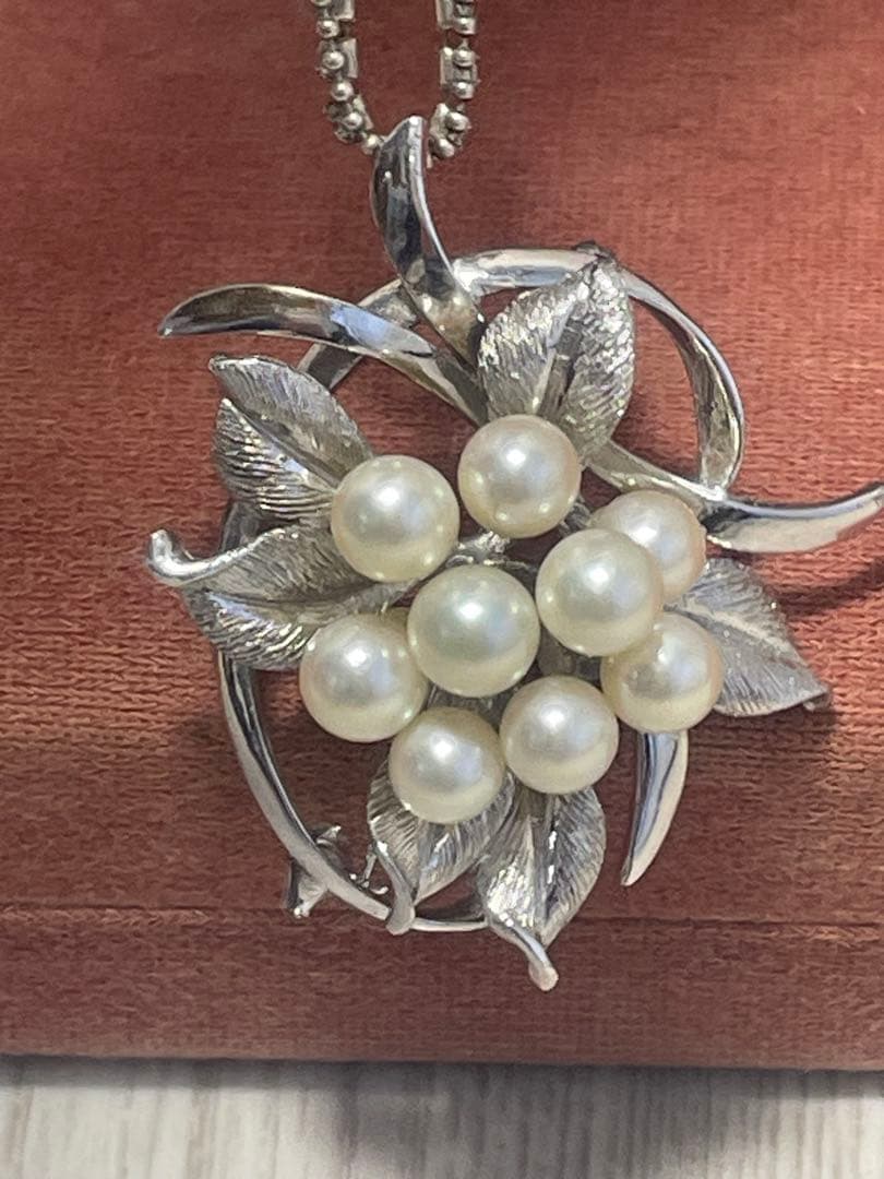 超希少 アコヤ真珠　田崎パールブローチ ペンダント花珠級 無調色 オーロラグレー