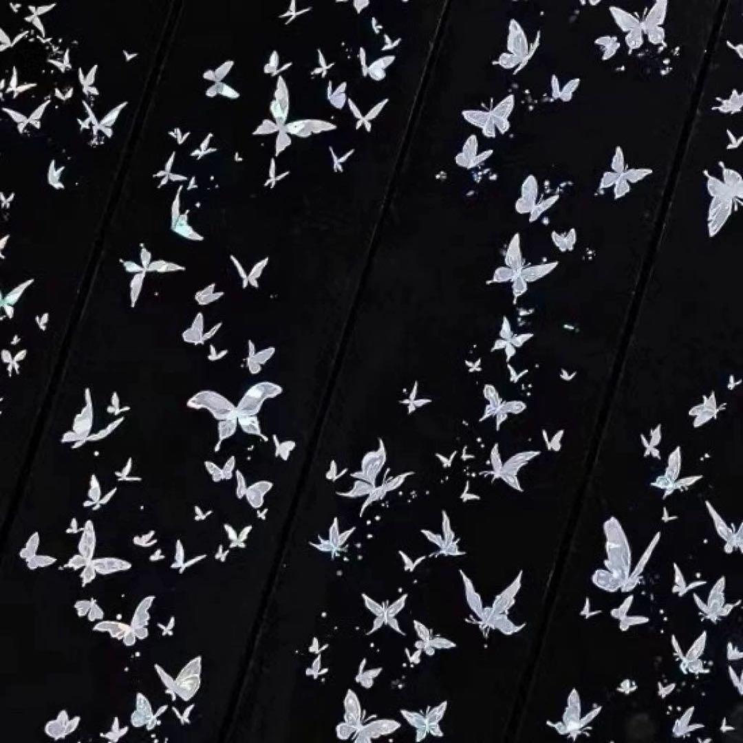 【9490】海外　マステ　5m巻　貝殻光マスキングテープ　白　蝶々　装飾系