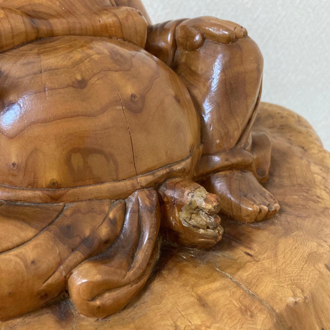 大型　天然木　木彫り　七福神　布袋様　中国美術　置物〈検 オブジェ　 仏像　瘤木