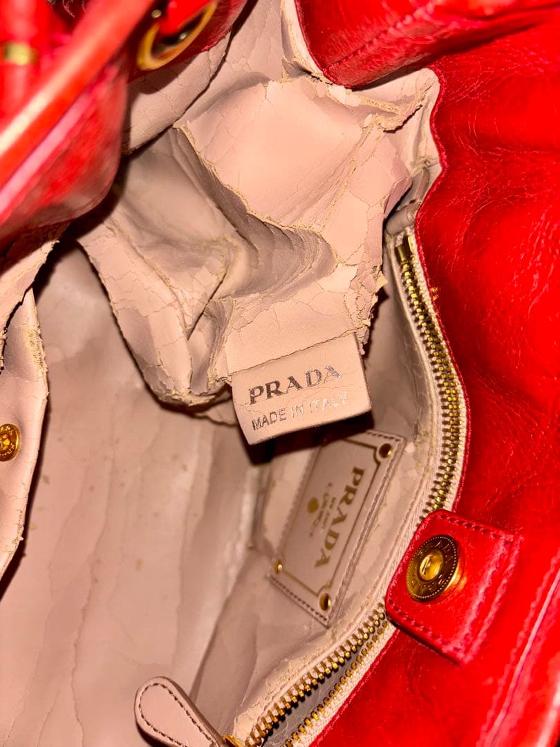 [レア]PRADA リボン ハンド ショルダーバッグ 2wayヴィッテロシャイン