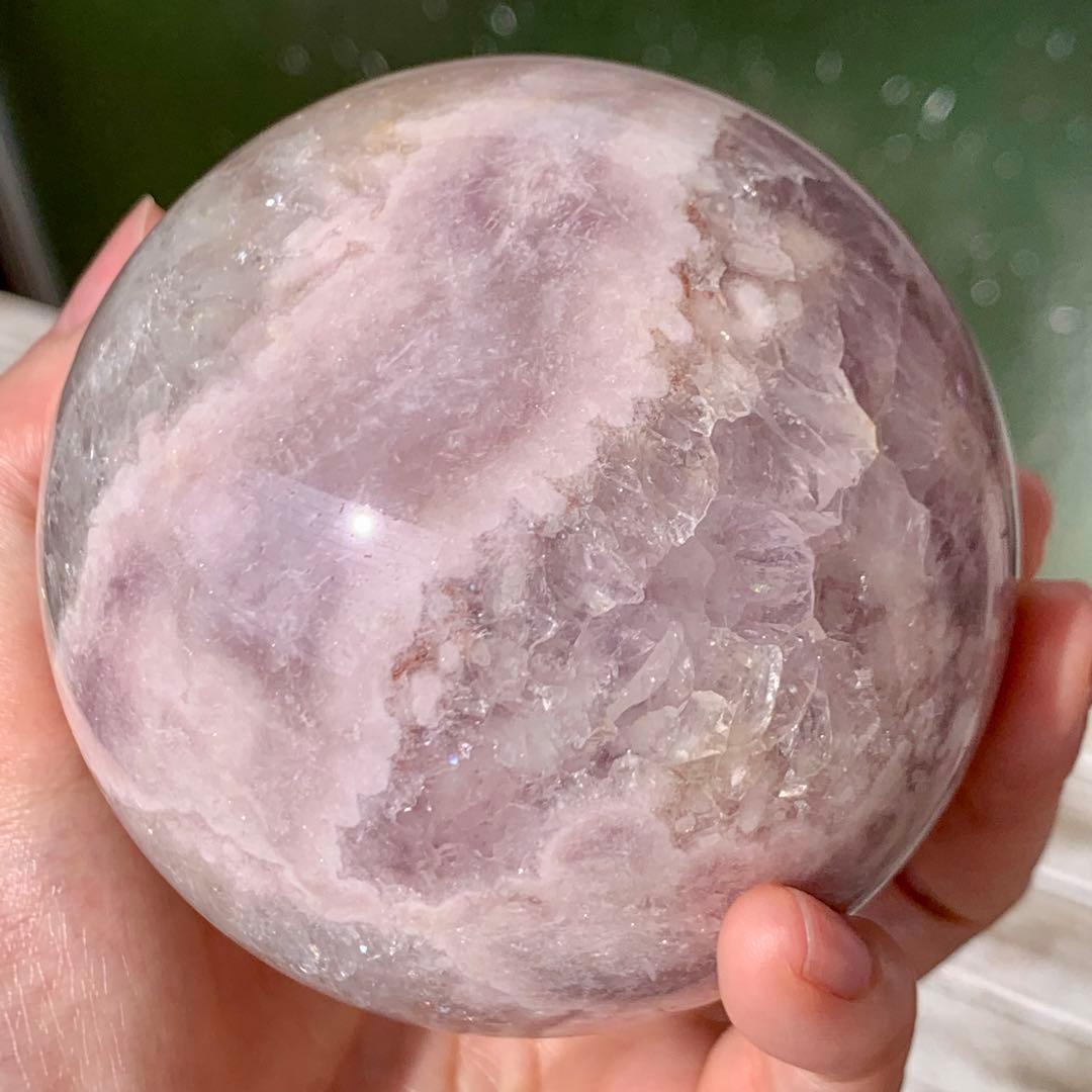 ピンクアメジストフラワーアゲート　大玉　スフィア　8cm ブラジル産