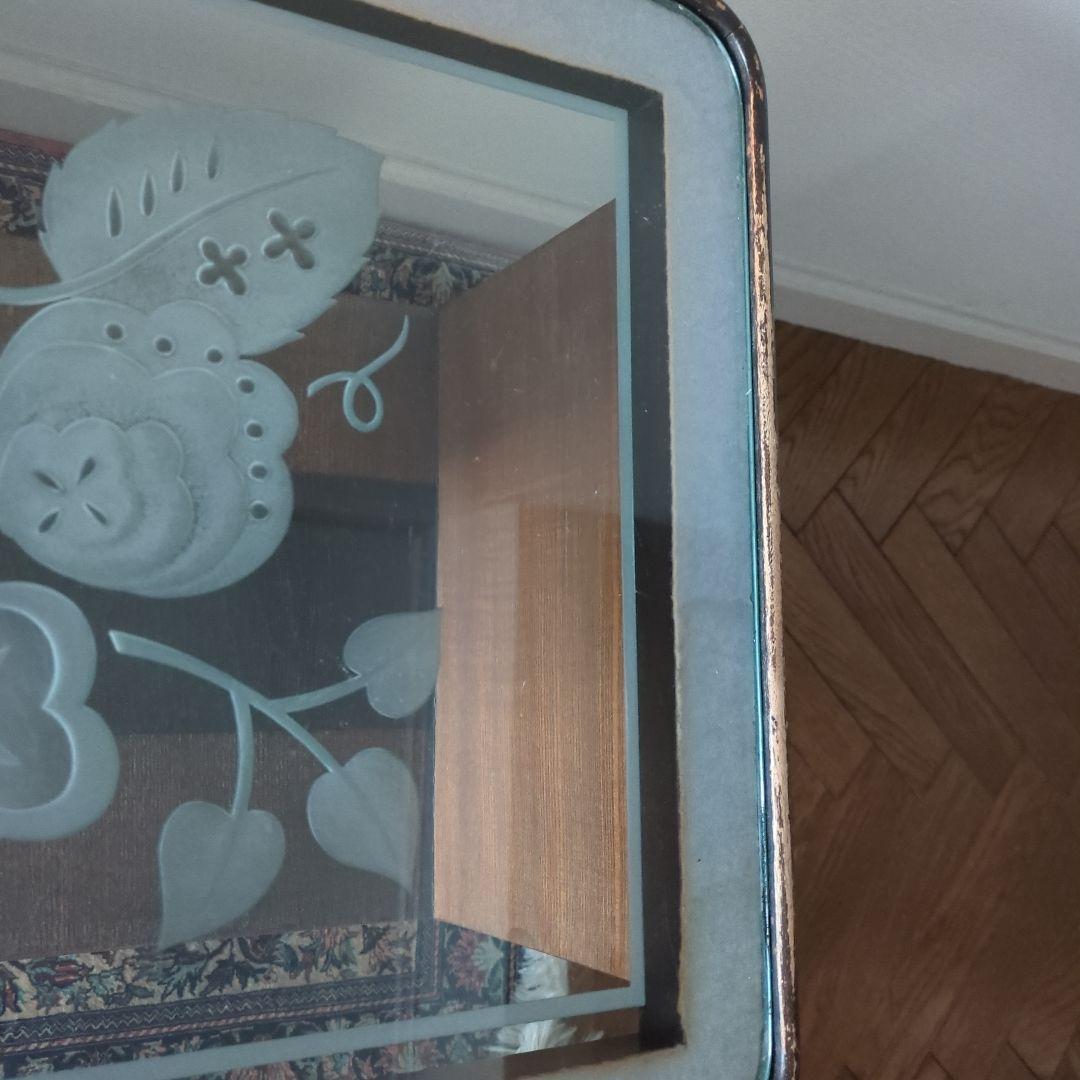 木製　サイドテーブル　テーブル　机　ガラス天板　ガラス