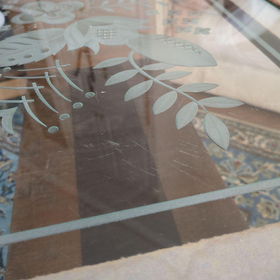 木製　サイドテーブル　テーブル　机　ガラス天板　ガラス