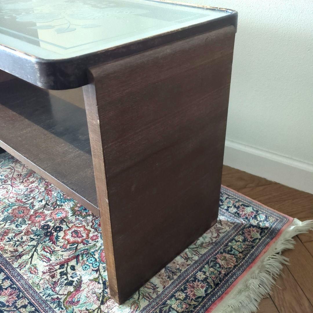 木製　サイドテーブル　テーブル　机　ガラス天板　ガラス