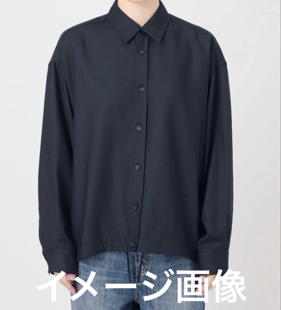 新品:完売品 スピックアンドスパン　ウールライクヘムギャザーシャツ　ブラウン