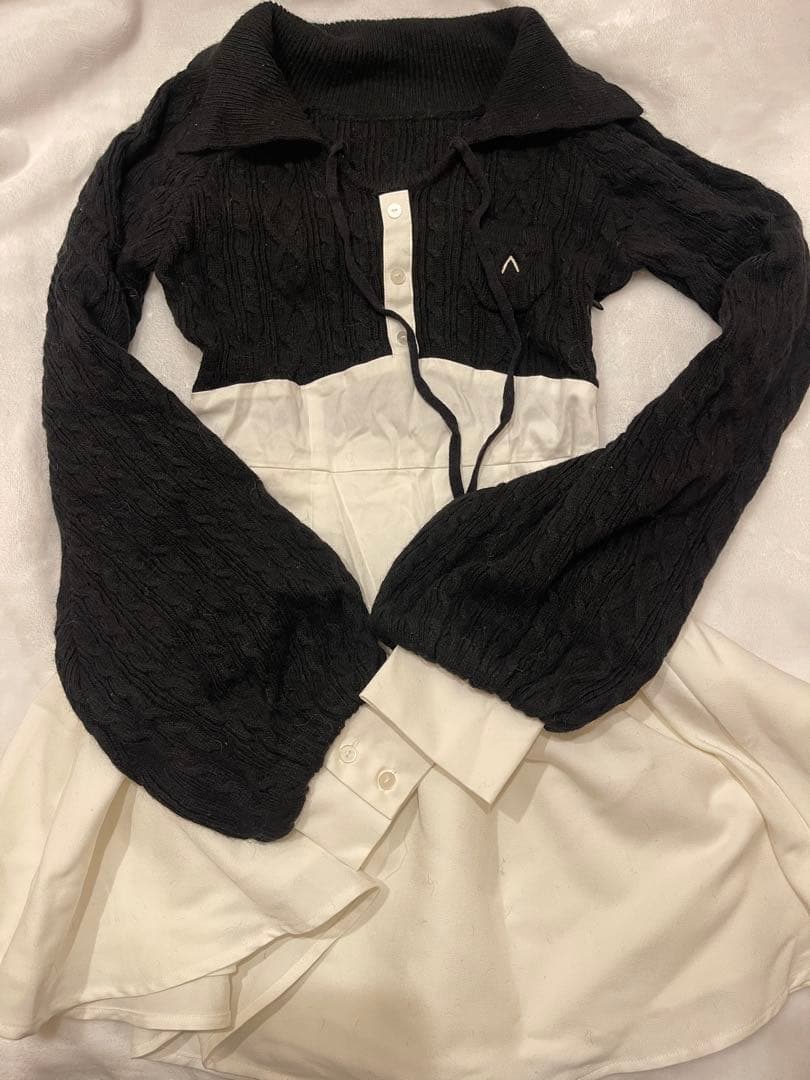 ワンピース Tess blouse mini dress black