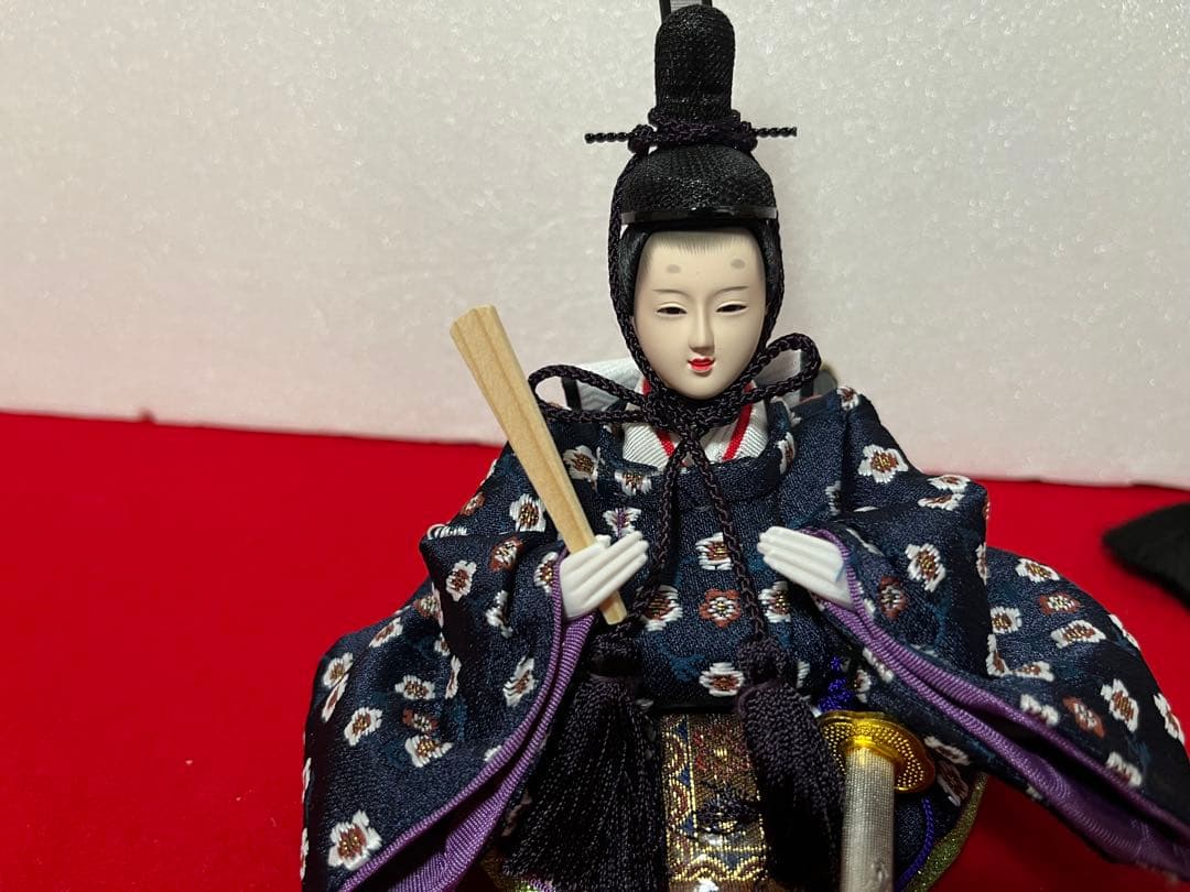 コンパクト収納型親王飾り　陽菜 会津塗お屏風収納飾り台セットE