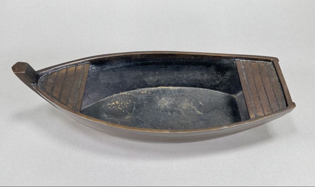 いけばな　剛章造　鋳銅　池坊　古流　舟形花器　花瓶　華道具　共箱